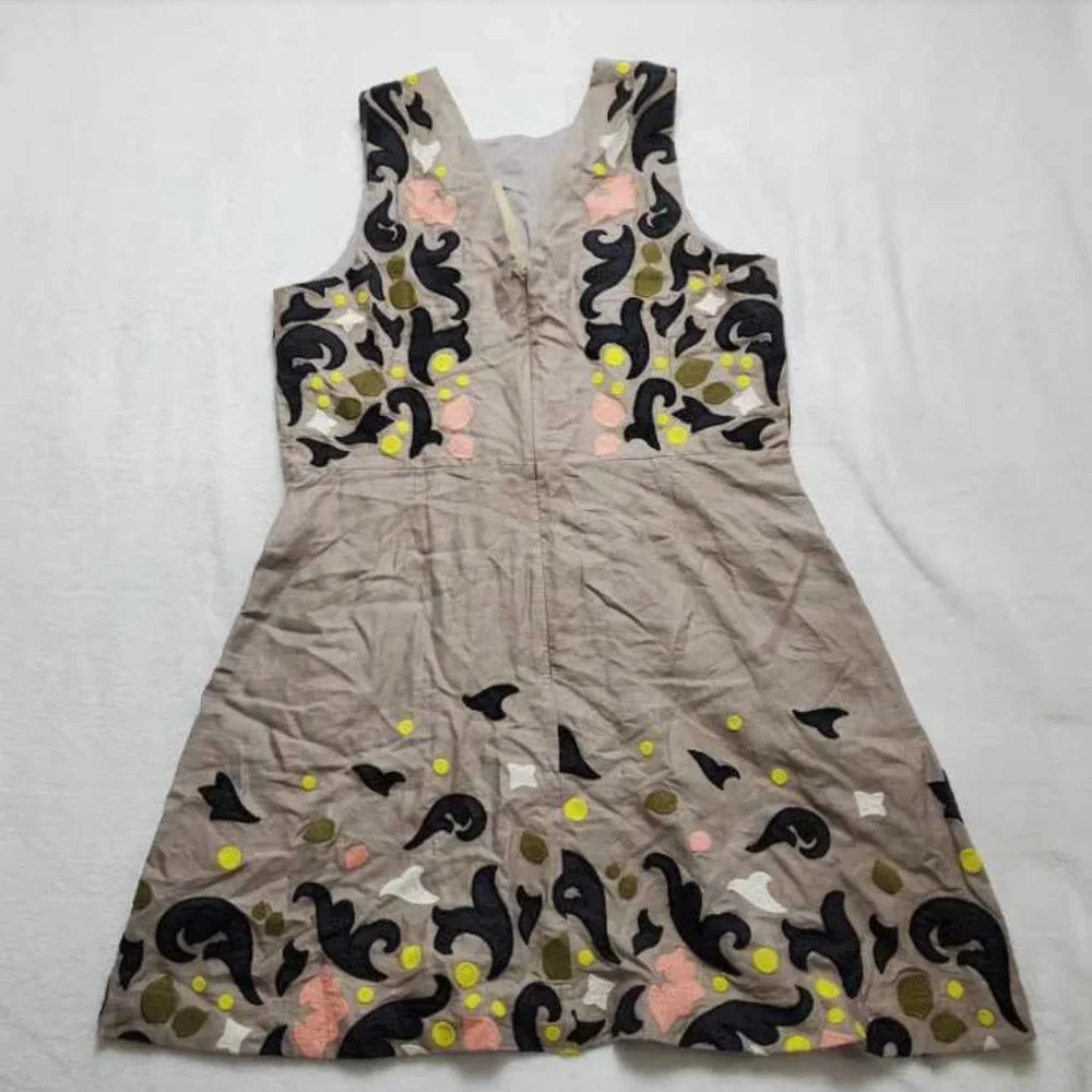 NEW 16 BANANA REPUBLIC HERITAGE COLLECTION EMBROIDERED SHIFT DRESS BOULDER LINEN - Picture 8 of 13